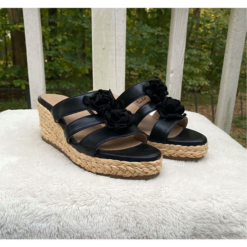 Soul Naturalizer Black Flower Espadrille Wedge Heel